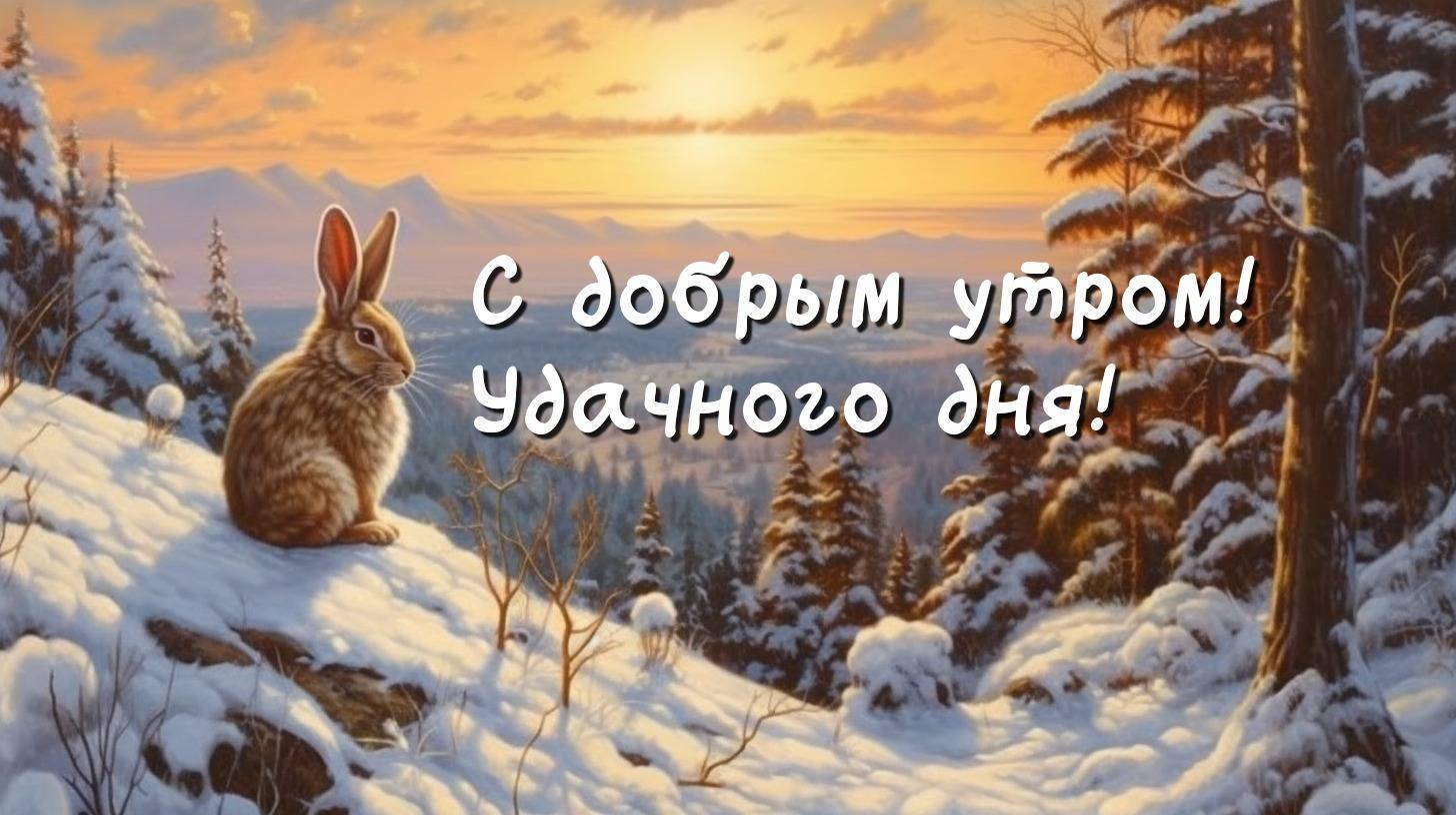 alt,Зайчонок на снегу на рассвете