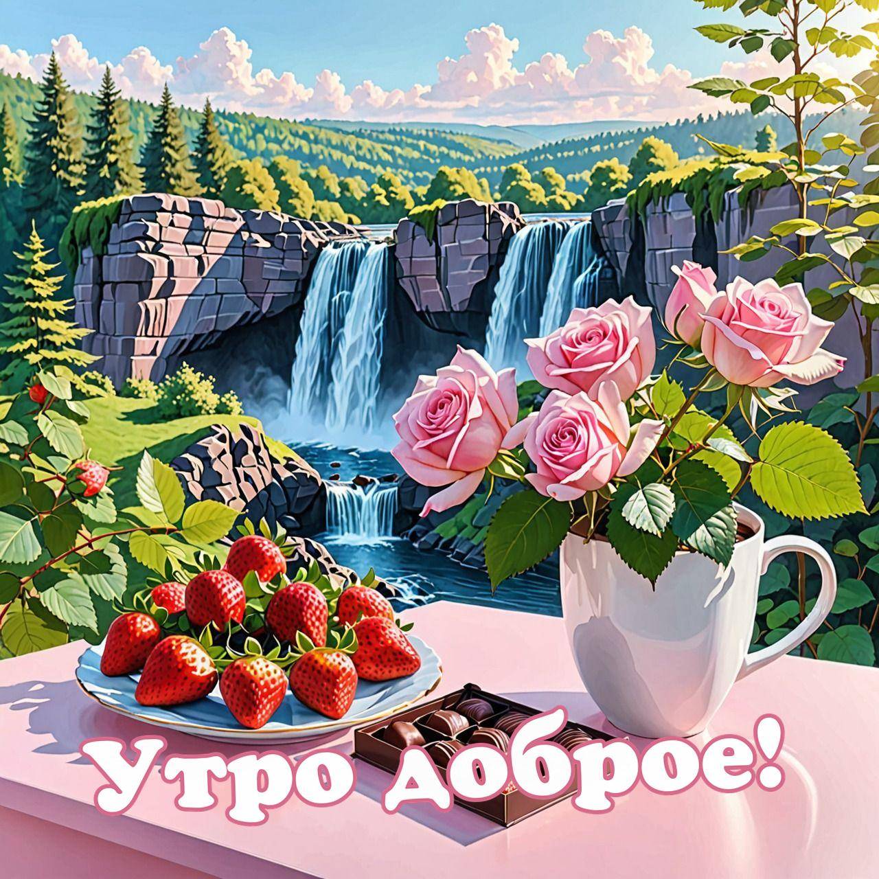 Аппетитные клубники на белой тарелке с шоколадными конфетами