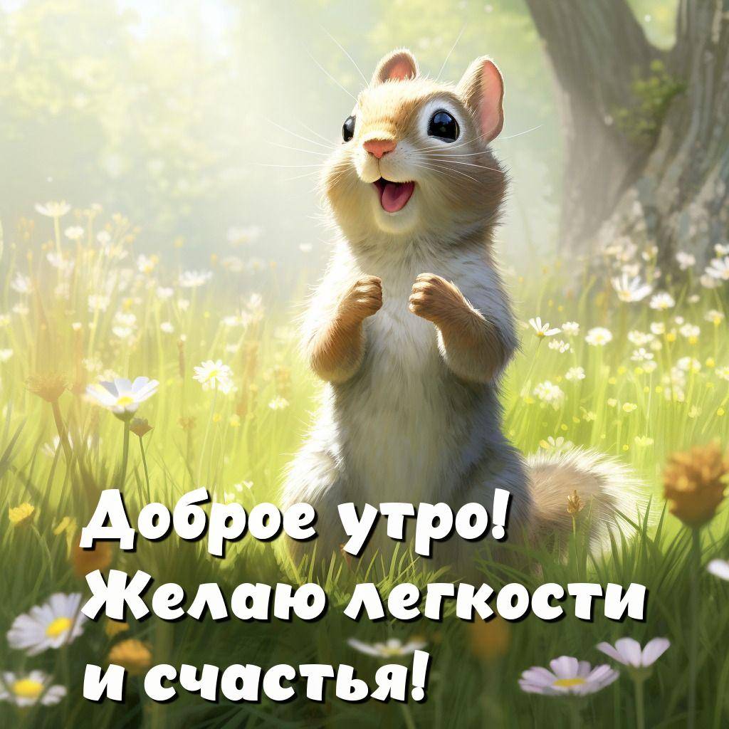 Белка на траве, поднимая передние лапки
