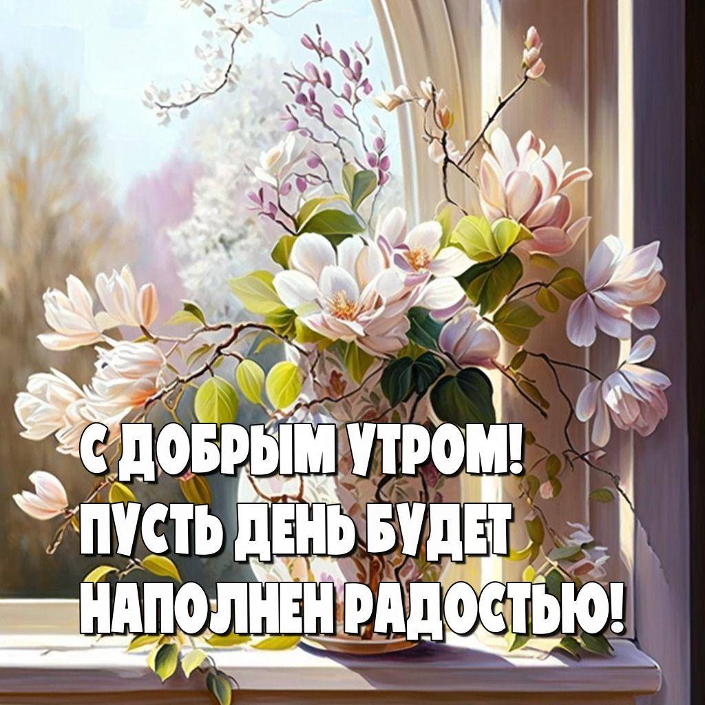 Букет белых и нежно-розовых цветов в вазе на подоконнике