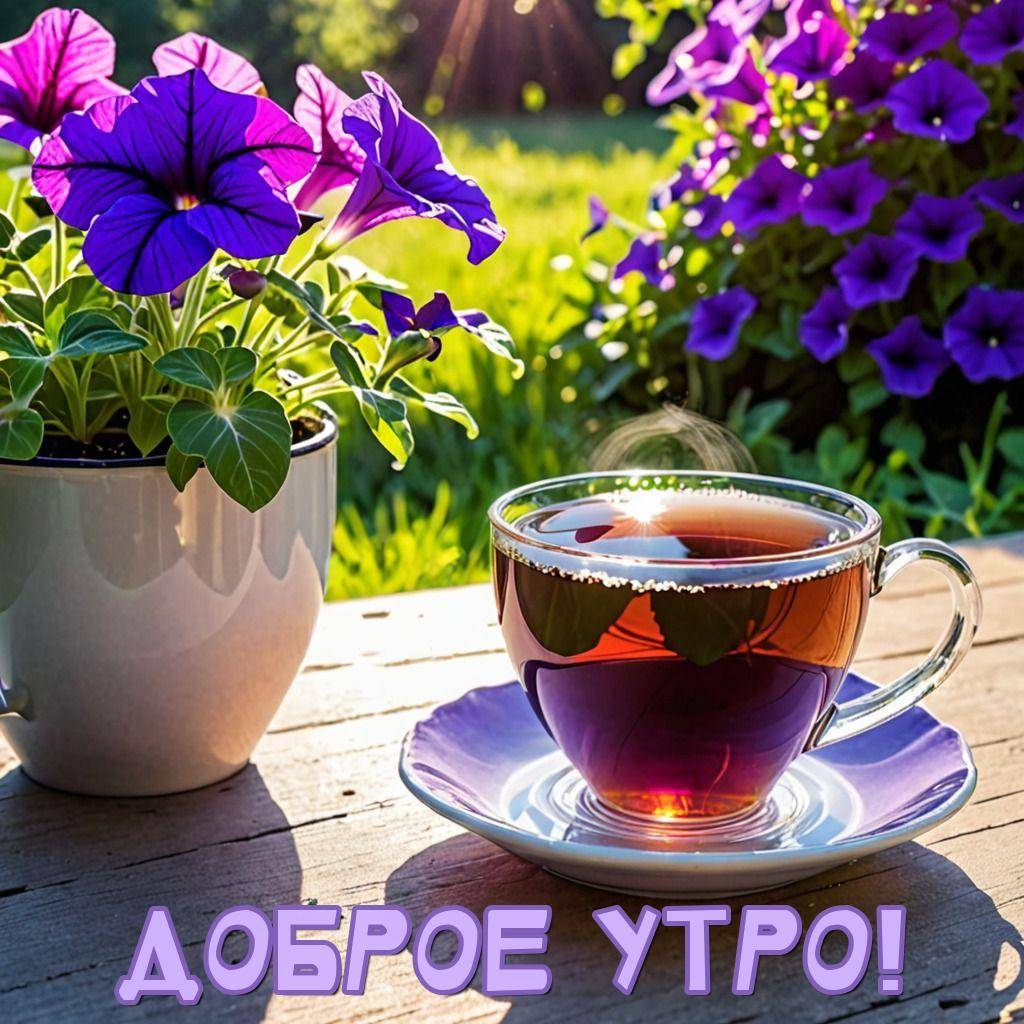Чашка с чаем и цветы