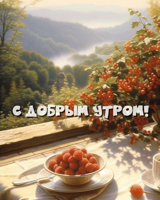 Глубокая тарелка с красными малиновыми ягодами на столе