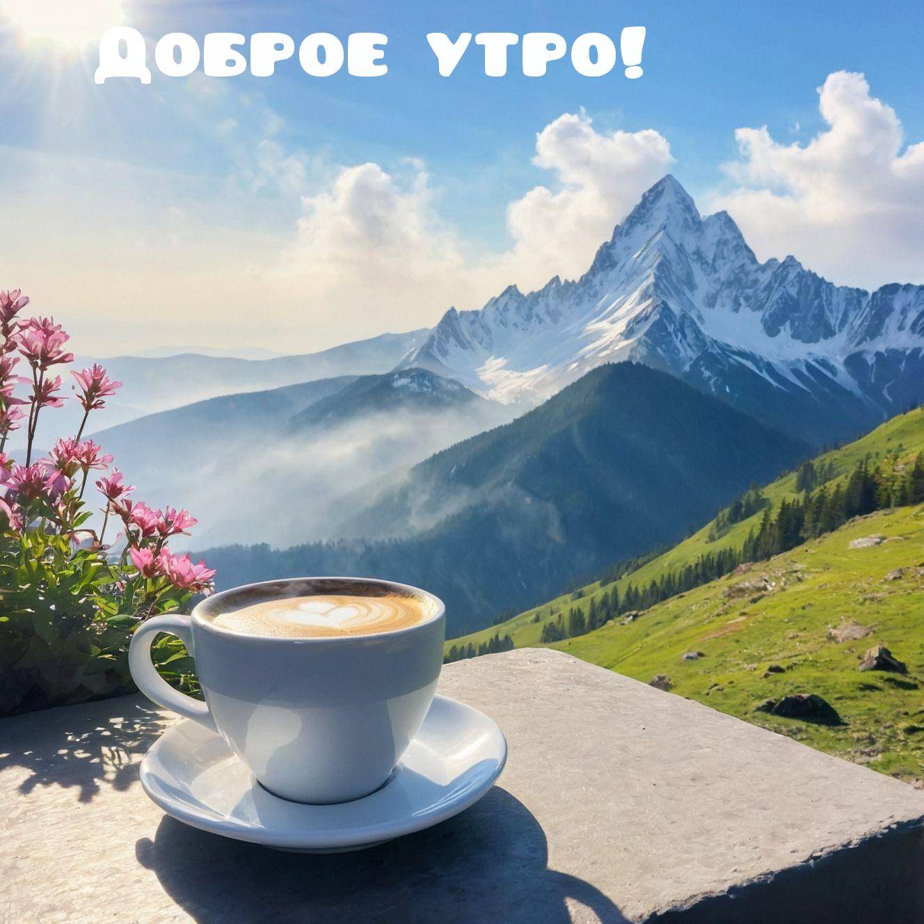 Капучино на фоне живописных гор