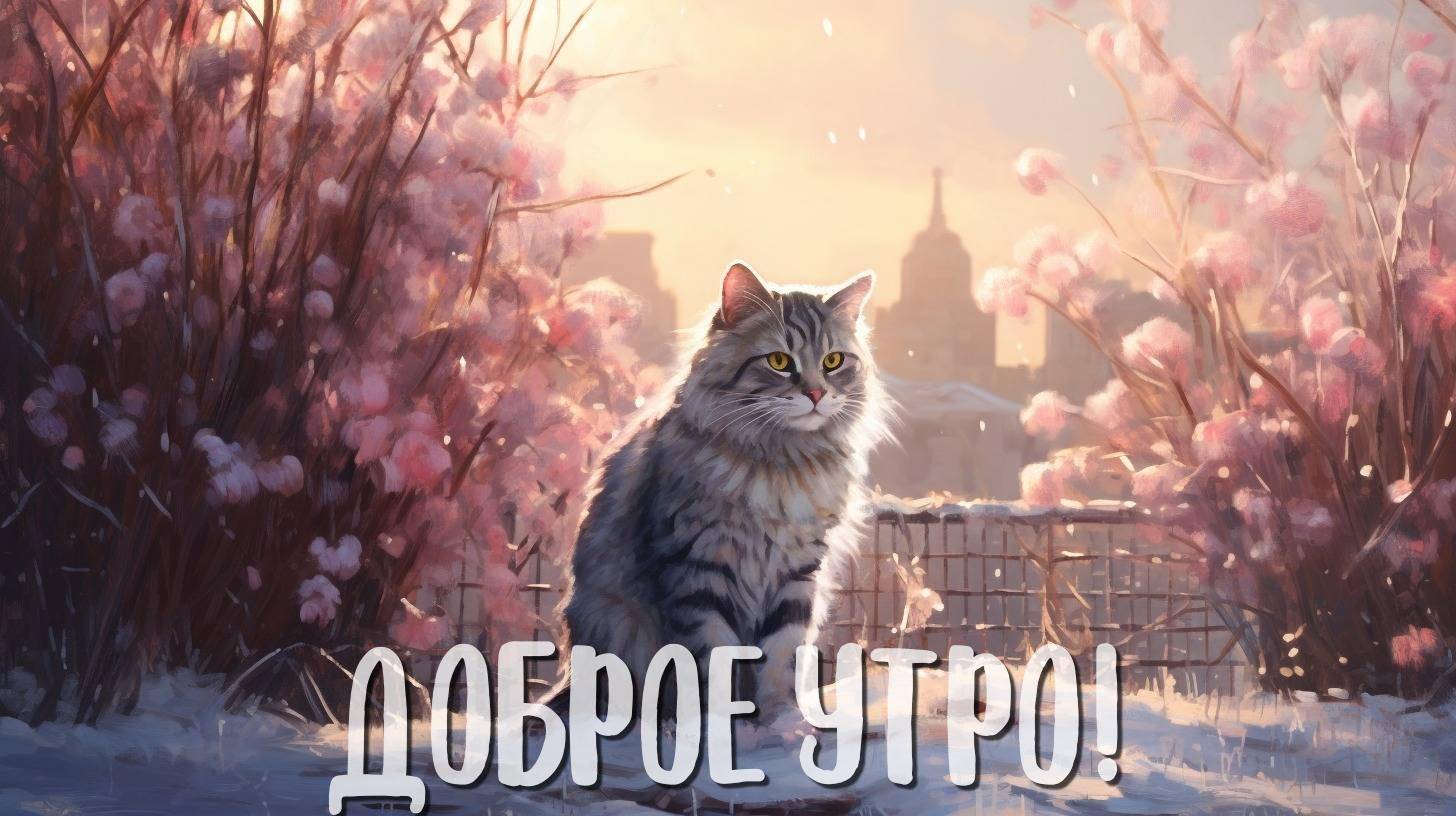 Кот в рассветном свете.