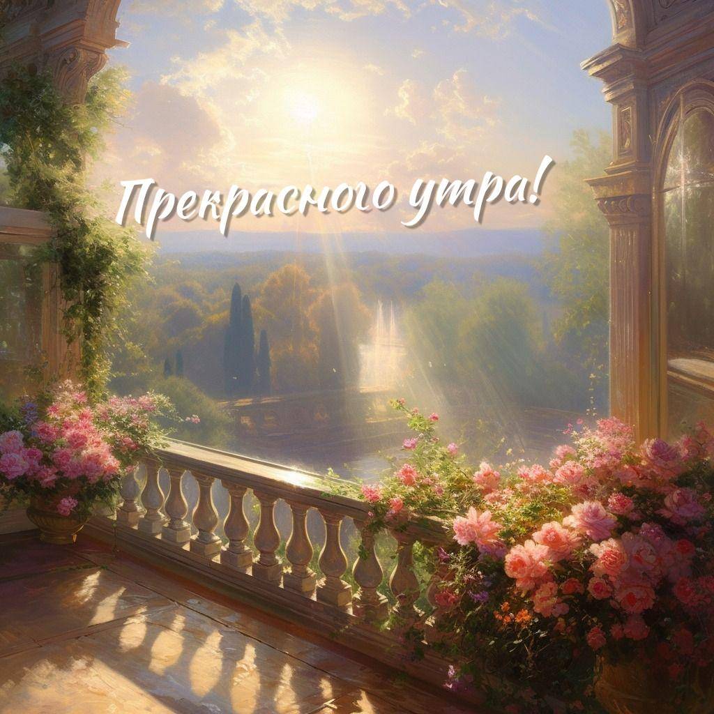 Красивое утро или вечер в живописном саду