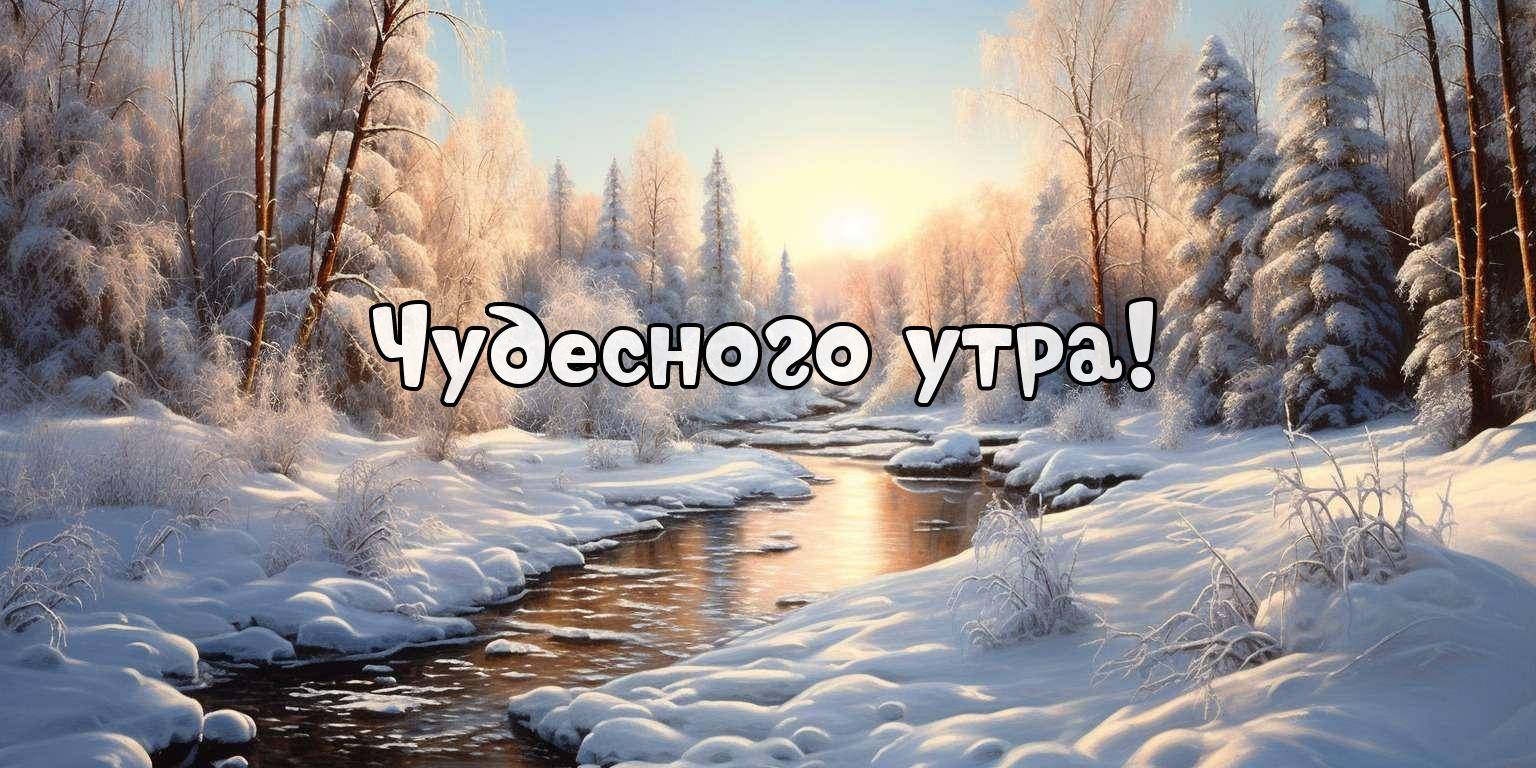 Лучи рассвета пробиваются сквозь зимний туман, освещая лес.