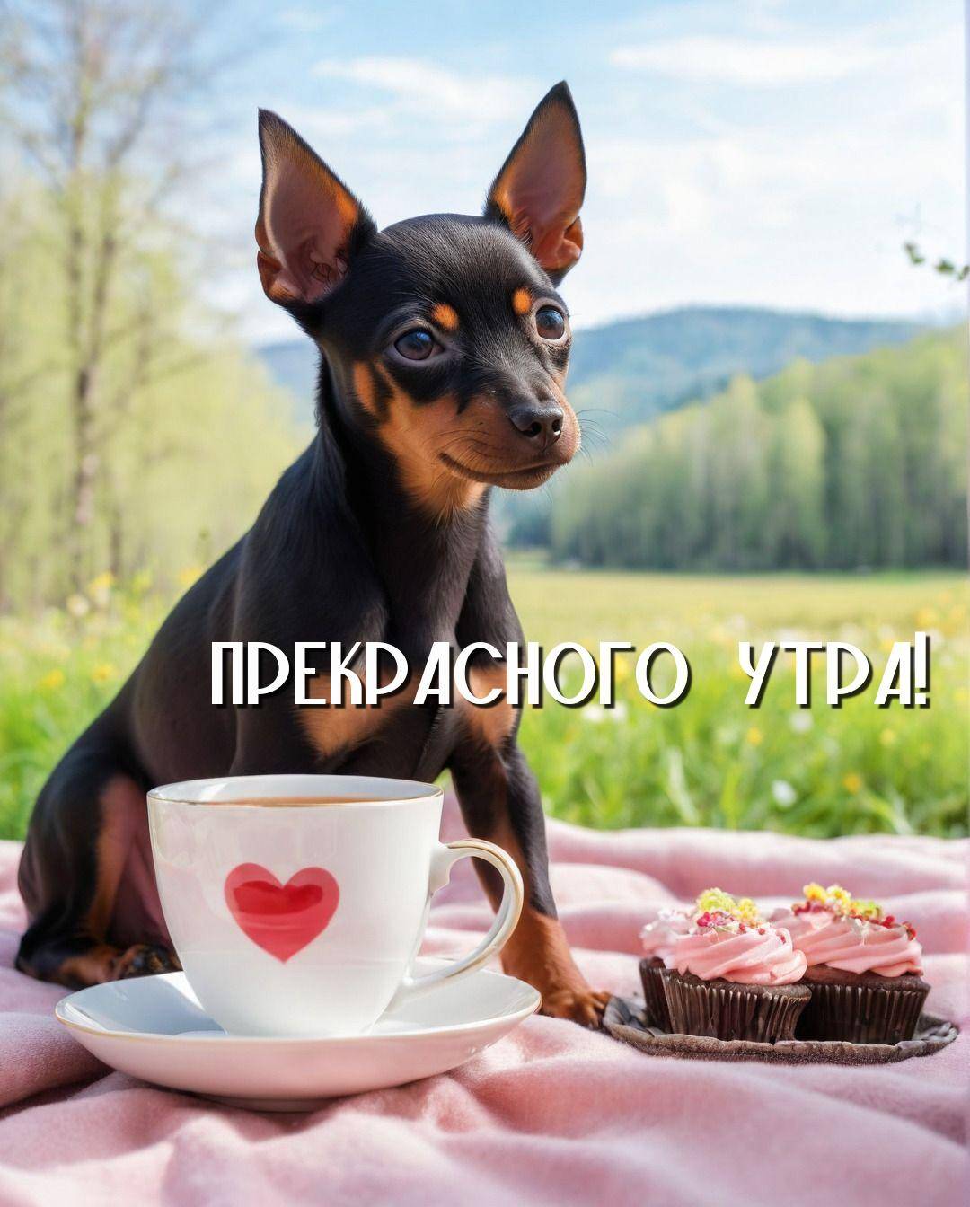Маленькая собака с большими ушами на пикнике