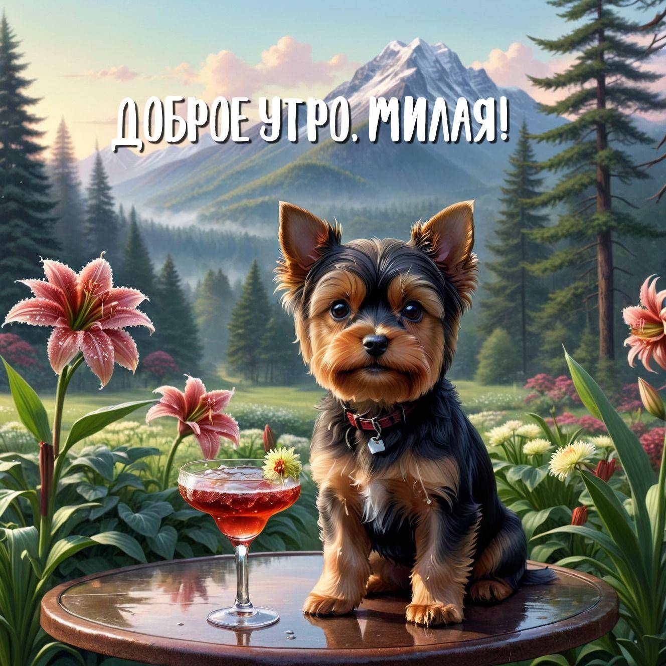 Милый йоркширский терьер на столе