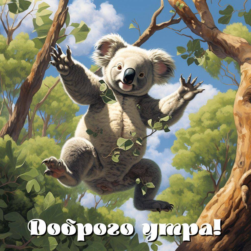 Милый коала на ветке дерева