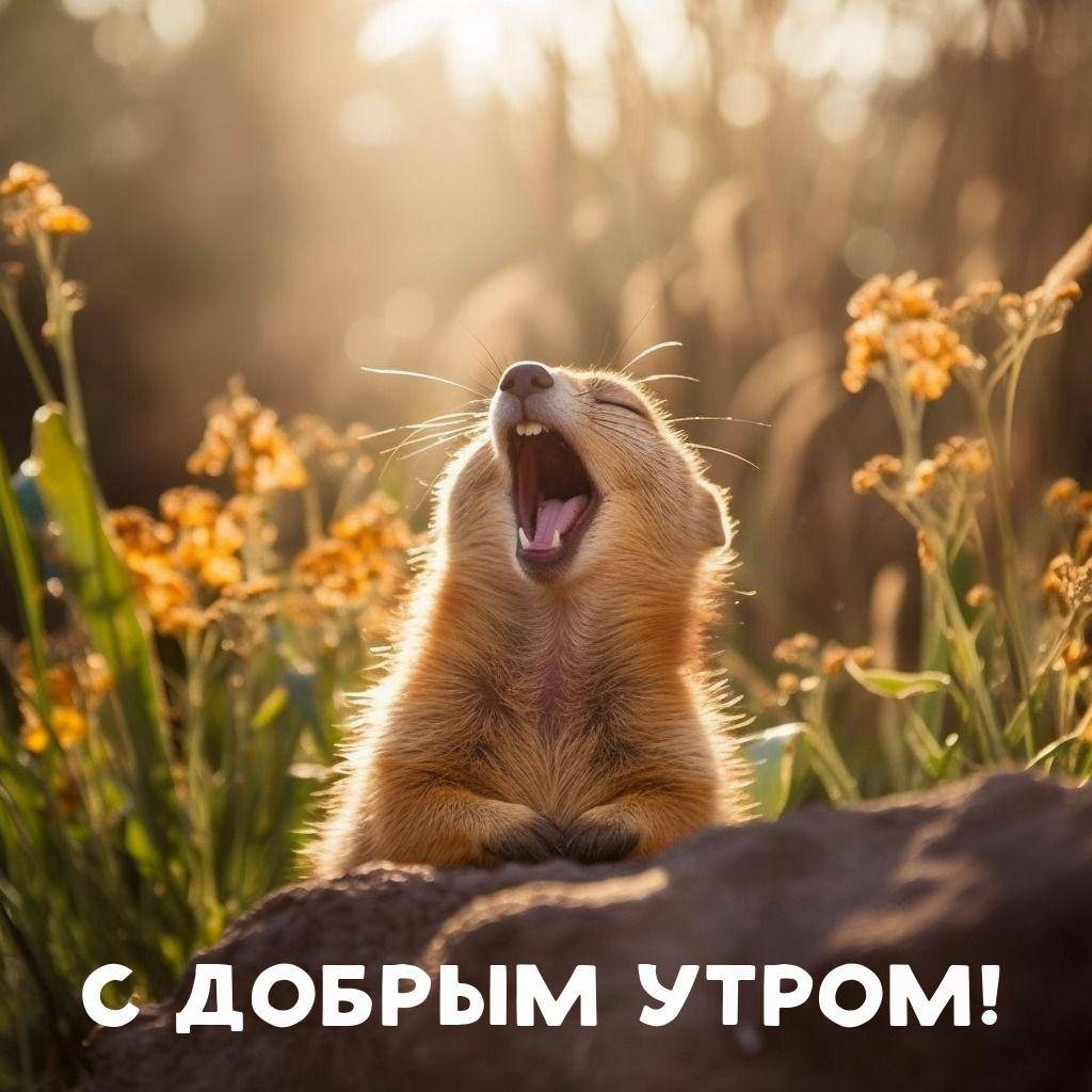 Милое животное зевает на фоне солнечного света