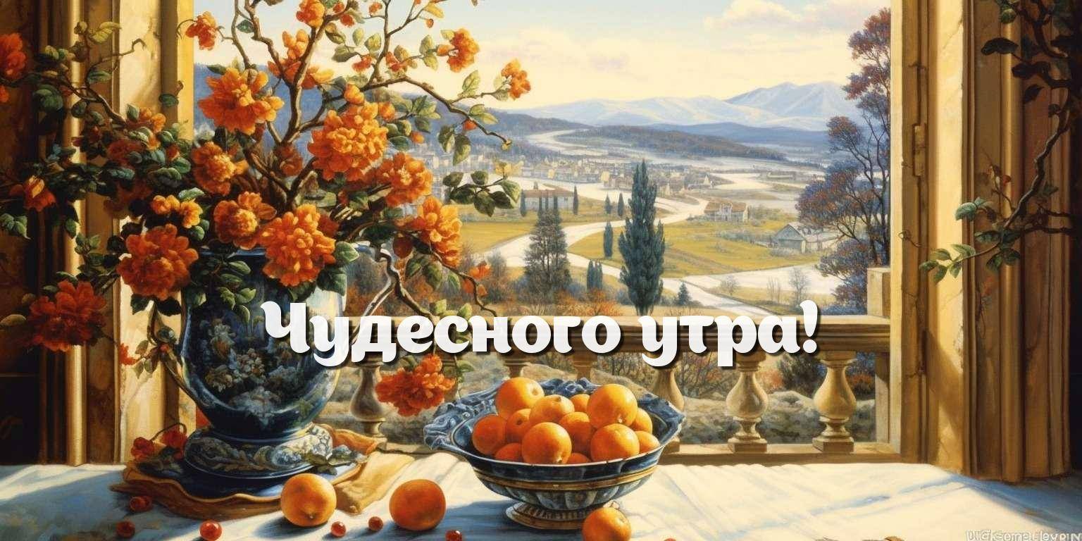 Мягкий свет солнца, цветы и апельсины