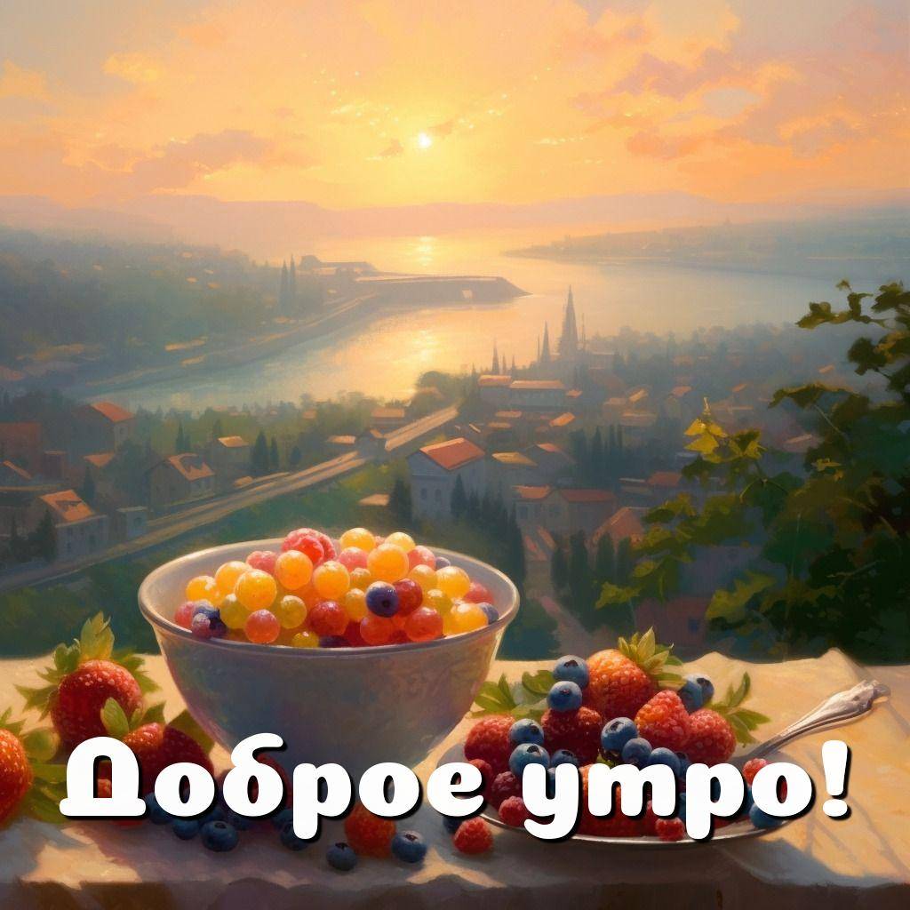 На переднем плане тарелки с яркими ягодами