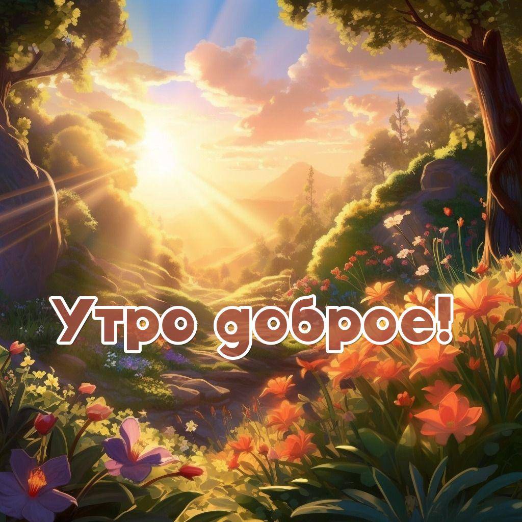 На переднем плане яркие цветы на фоне зелёной травы