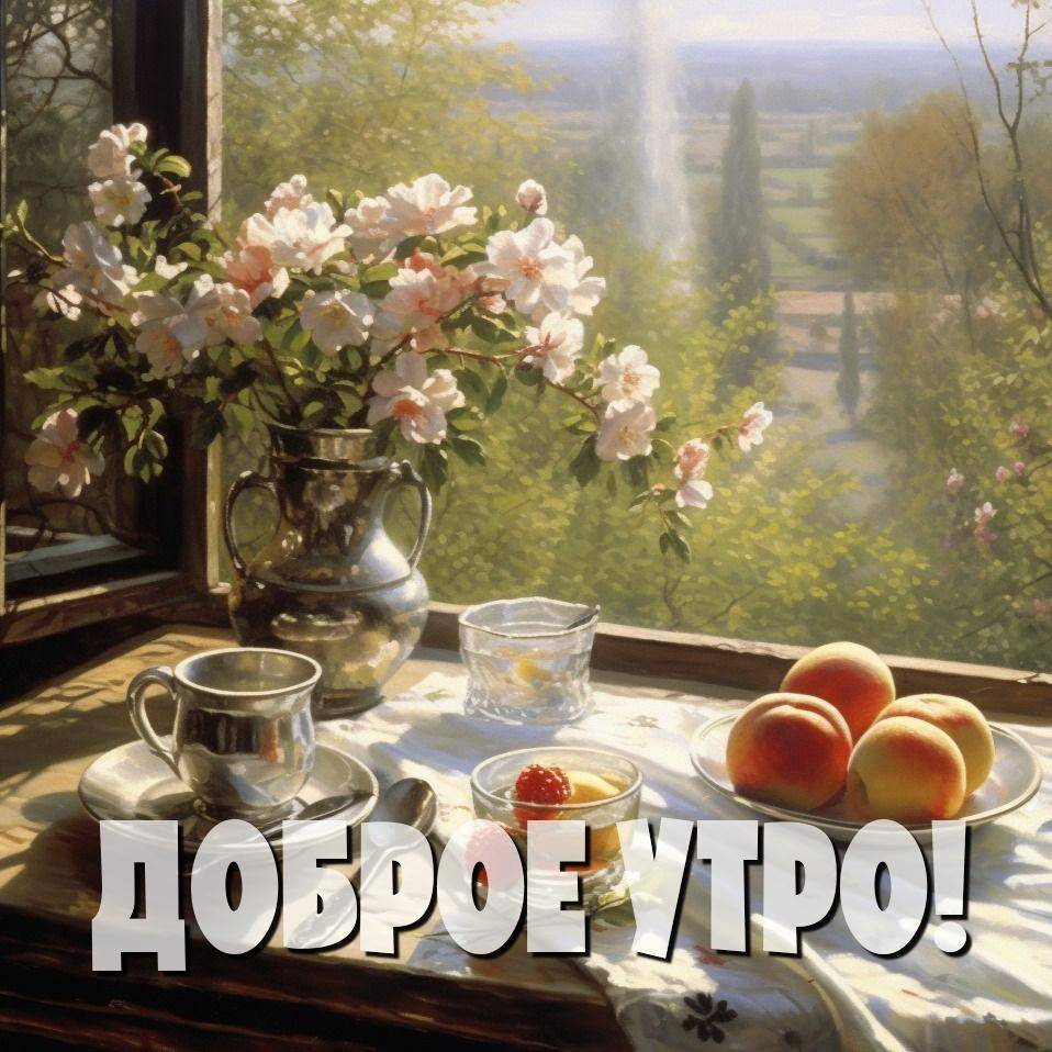 Натюрморт со столом и цветами