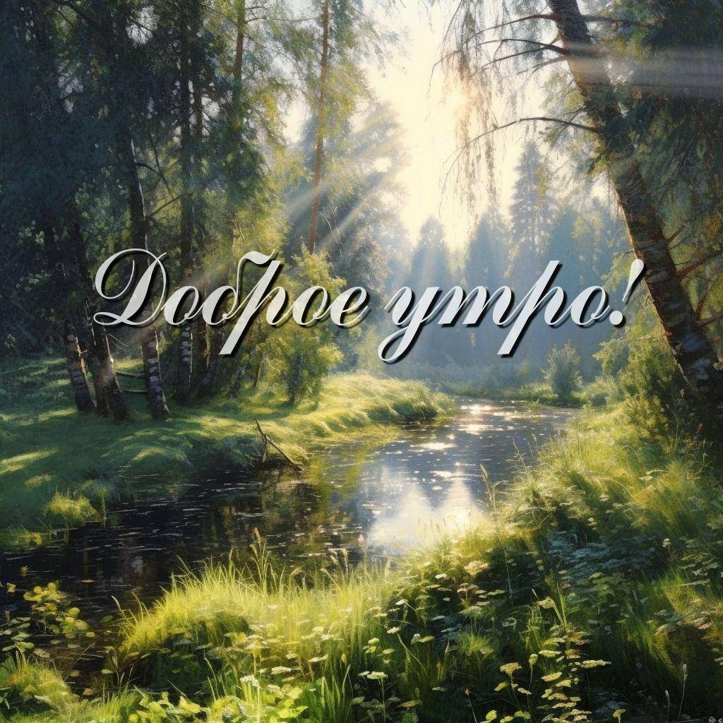 Пейзаж: река, деревья, солнце и облака