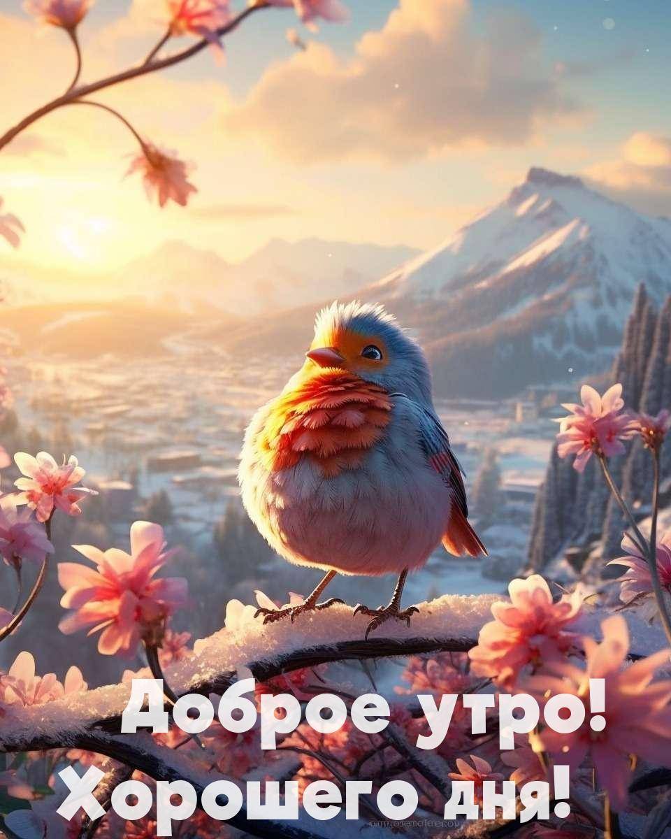Первые лучи утреннего света озаряют розовые облака