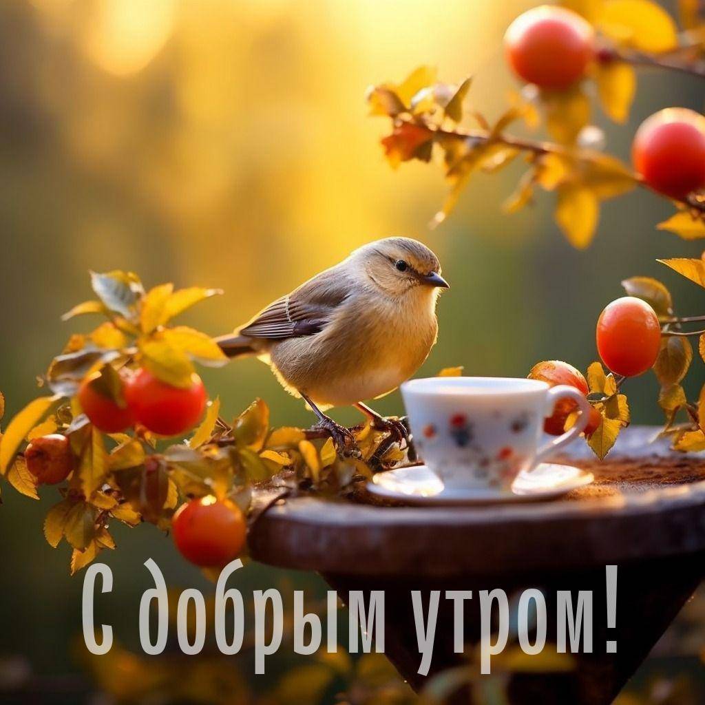 Птичка на ветке среди листвы и апельсинов