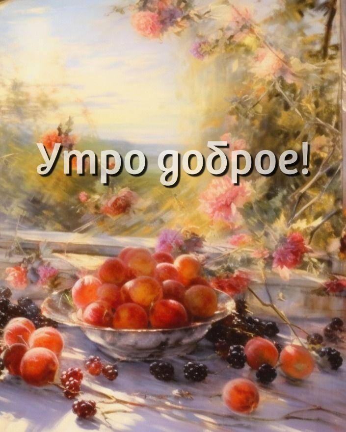 Серебряная чаша с цветными сливами и цветами