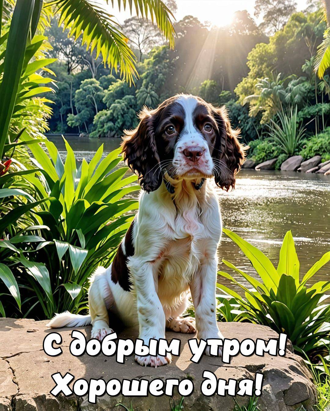 Симпатичная собака с длинными ушами на камне