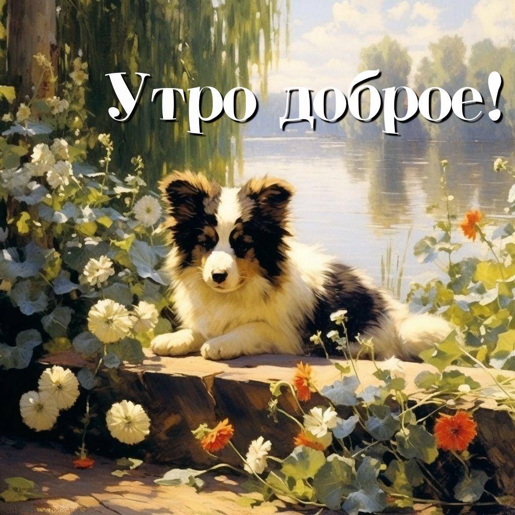 Собака колли на камне рядом с рекой