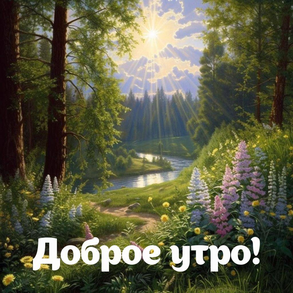 Солнечные лучи сквозь листву над рекой