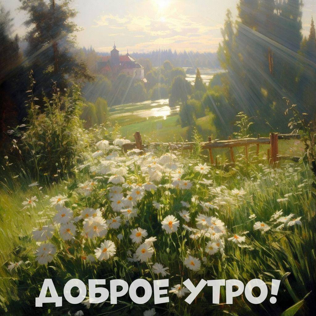 Спокойная пасторальная сцена с цветущими ромашками