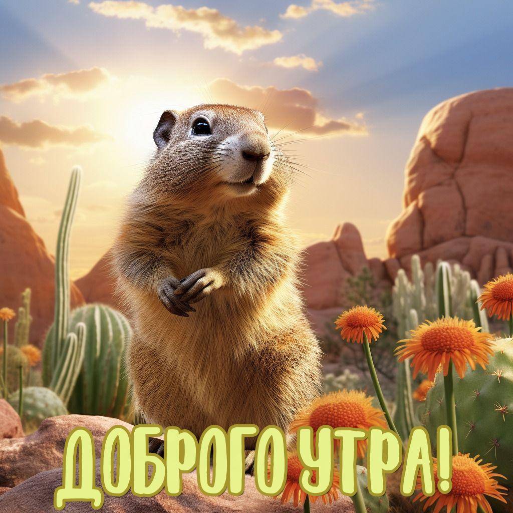 Сурок на фоне гор и пустыни