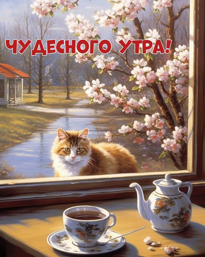 Свет первых лучей солнца скользит по лепесткам вишни.