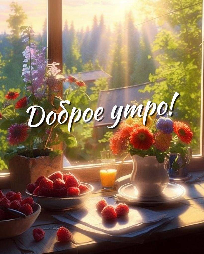 Светлый интерьер с ягодами и цветами