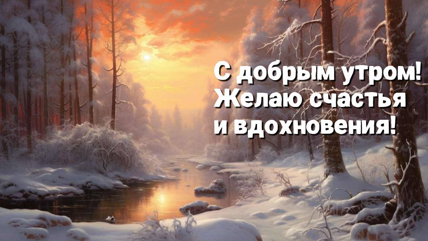 Тихое утро. Заснеженный лес пробуждается от ночного сна