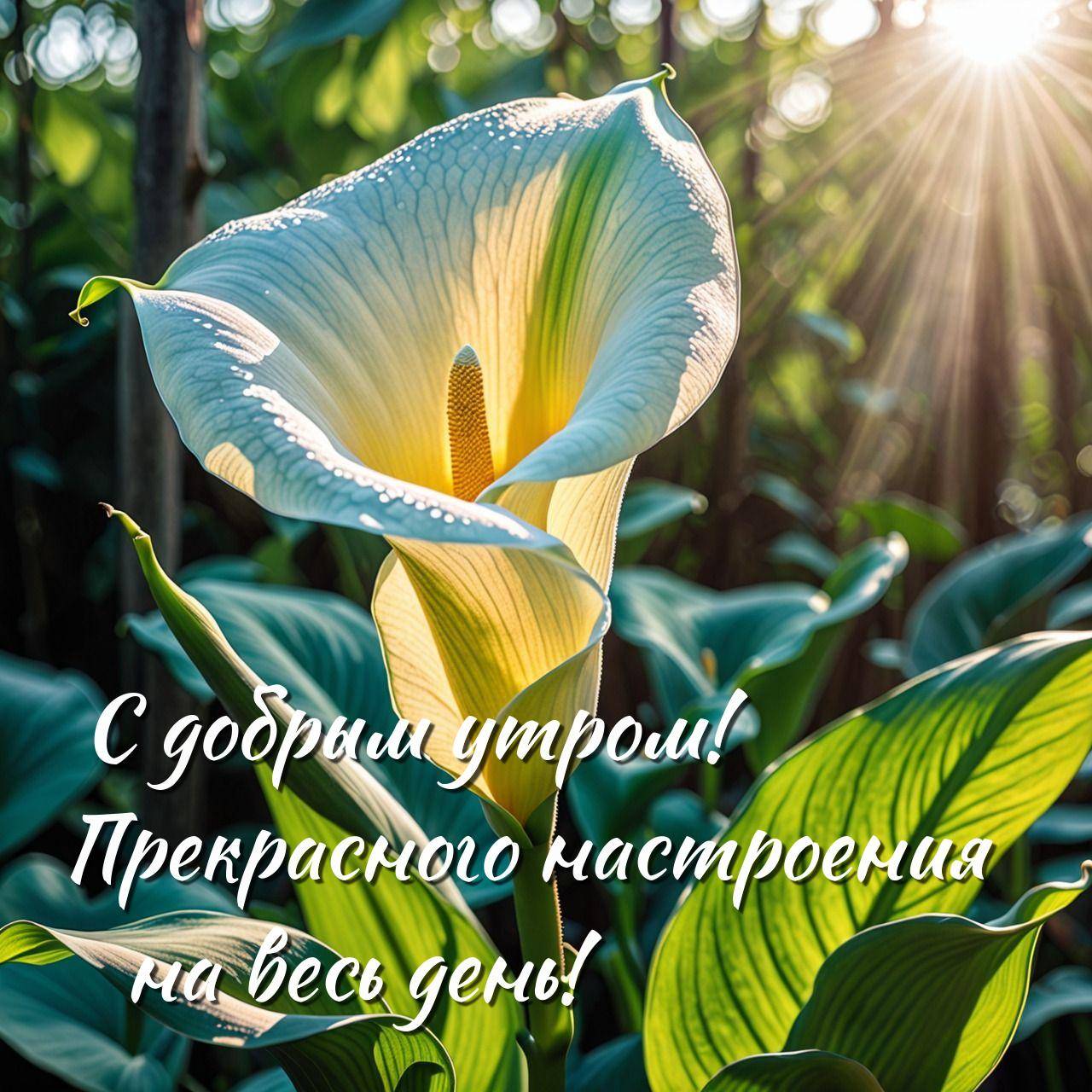 Цветущее растение калла с белыми лепестками