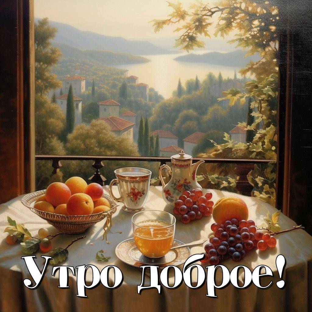 Умиротворяющая сцена с натюрмортом, фрукты на столе
