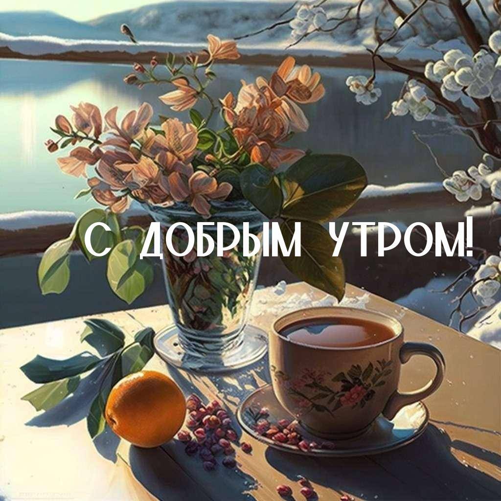 Утренний свет и цветы создают атмосферу умиротворения.