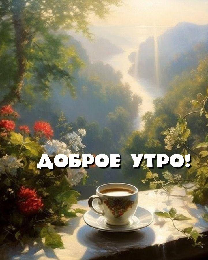 Уютный балкон с чашкой кофе и цветами