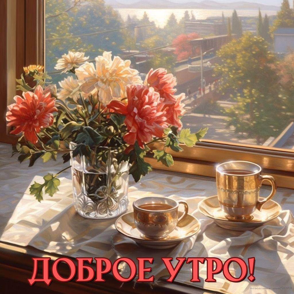 Уютный уголок с букетом цветов на подоконнике