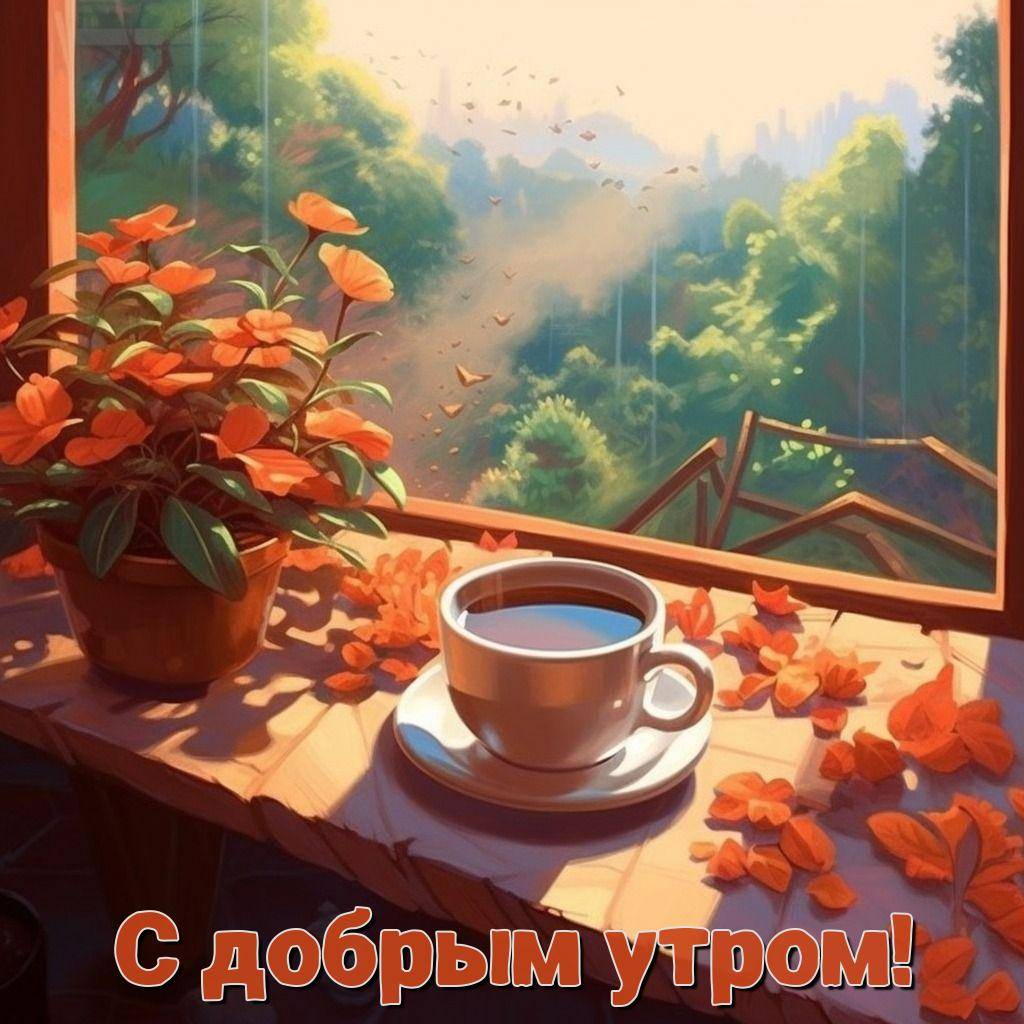 Уютный уголок у окна с кружкой и цветами