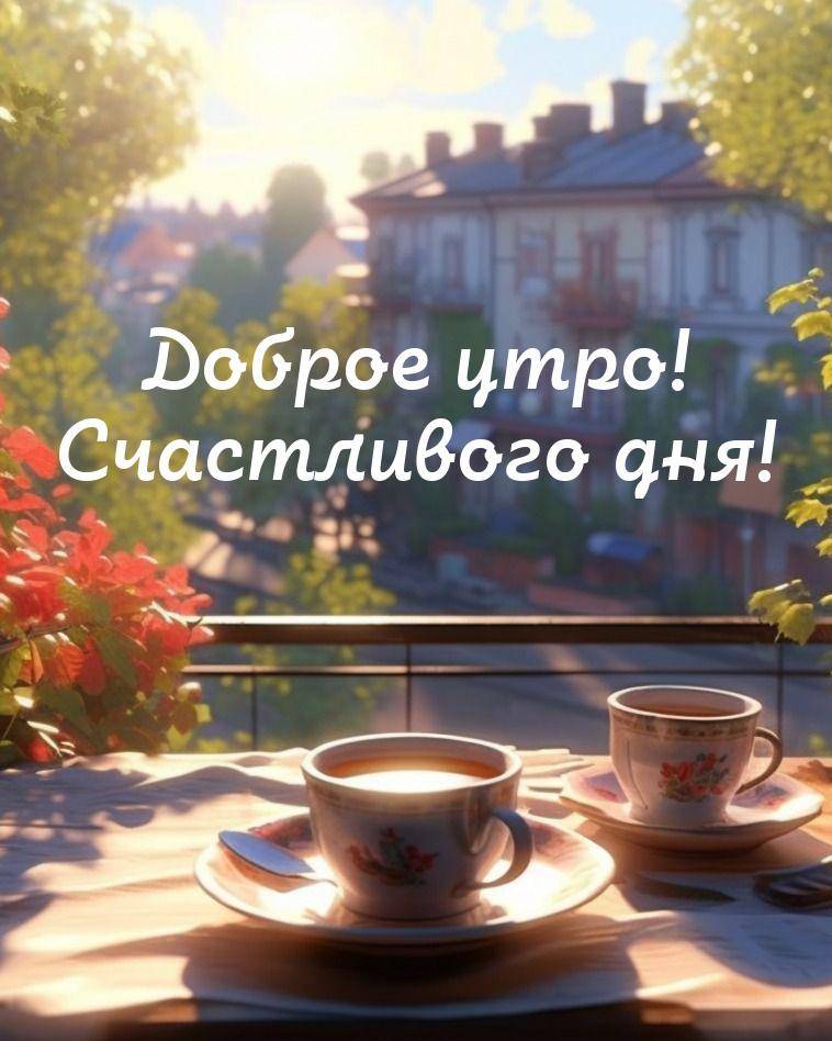 Уютный завтрак на балконе с чашками чая