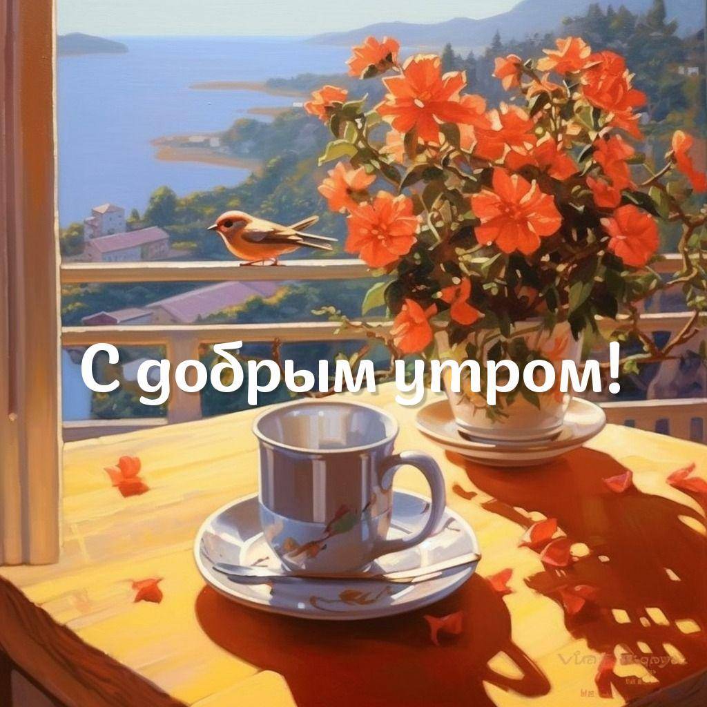 Уютный завтрак на террасе с видом на море