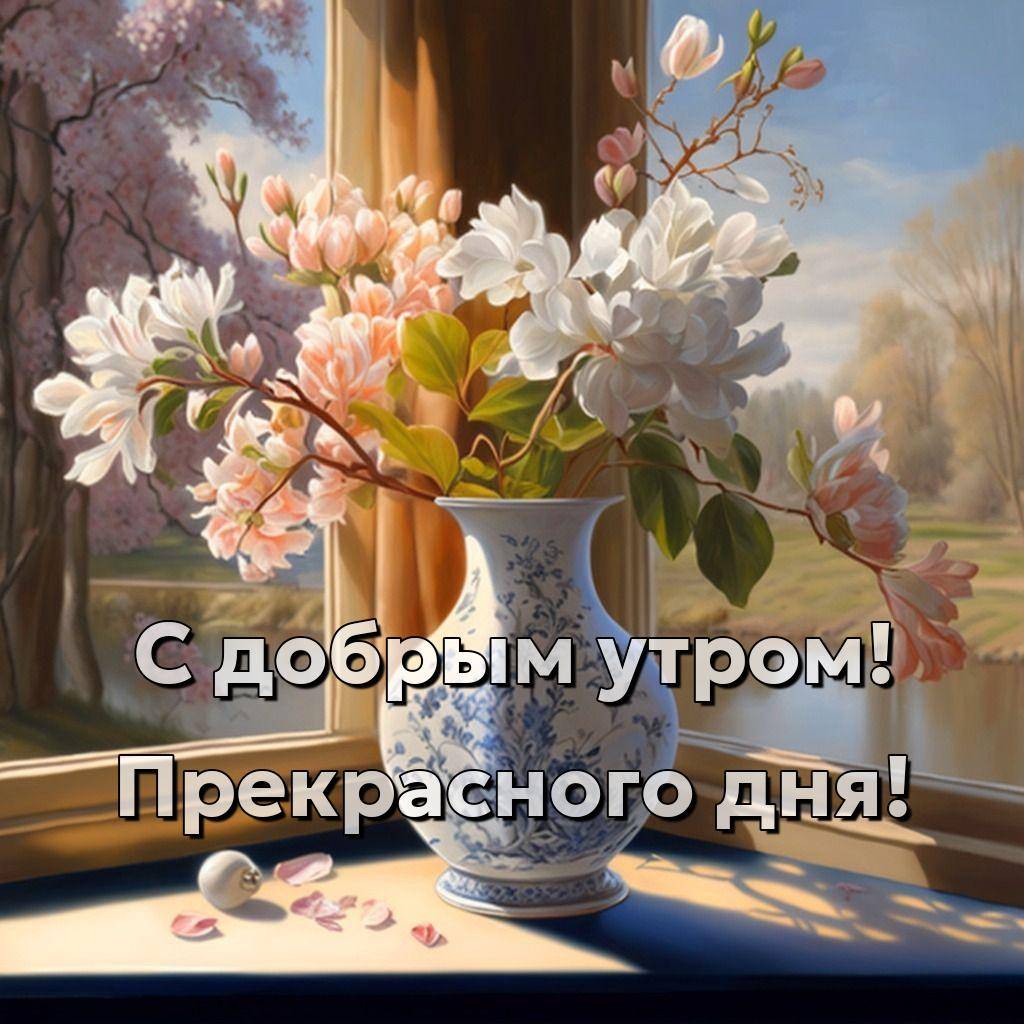 Ваза с розовыми и белыми цветами на подоконнике