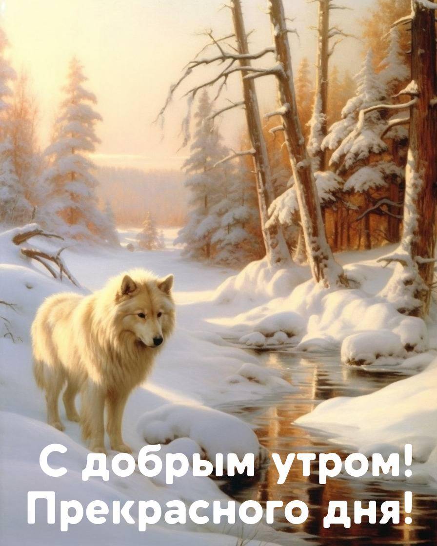 Волк на фоне снежного леса