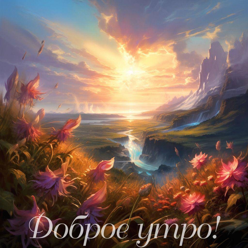 Яркие цветы на фоне гор