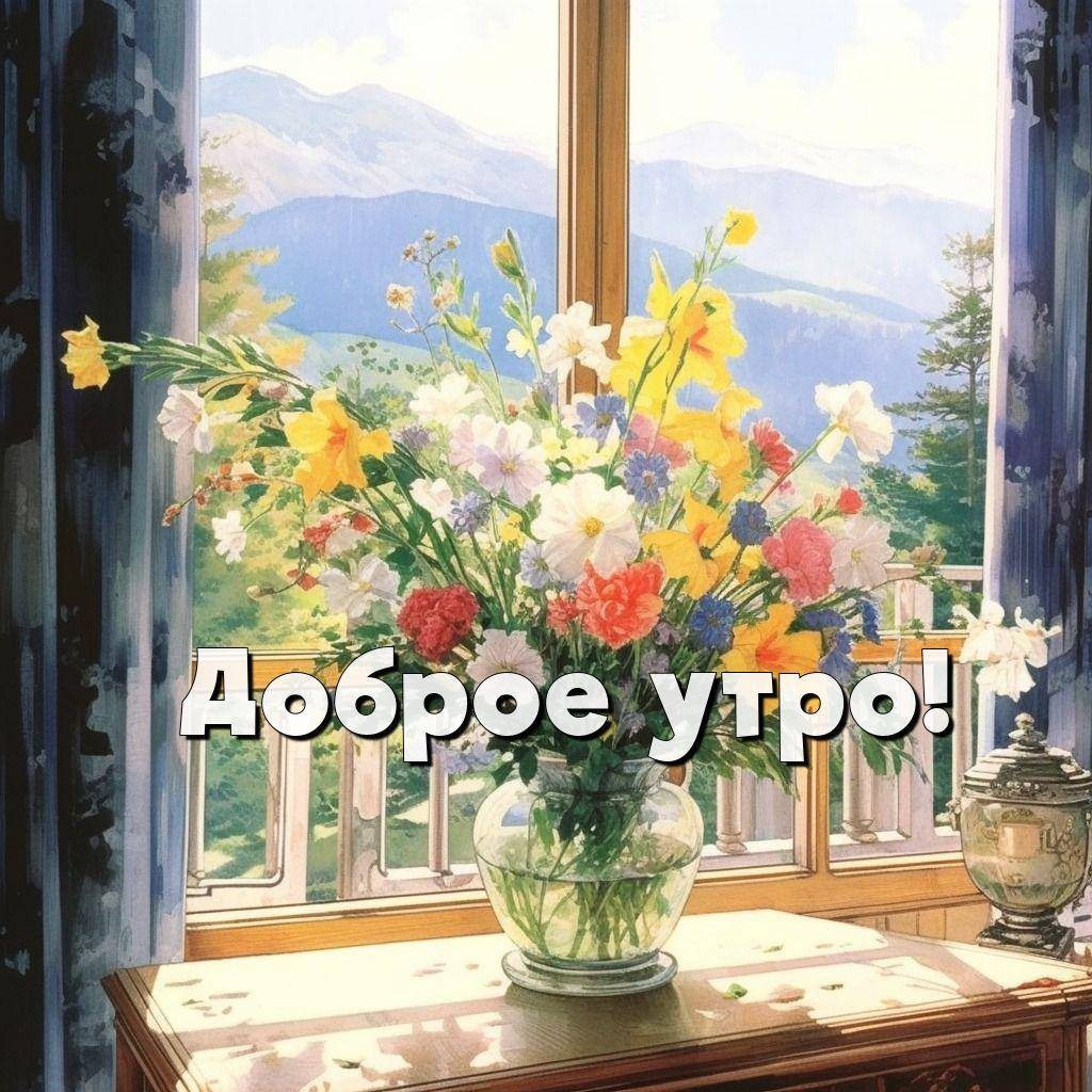 Яркий натюрморт с букетом цветов в вазе