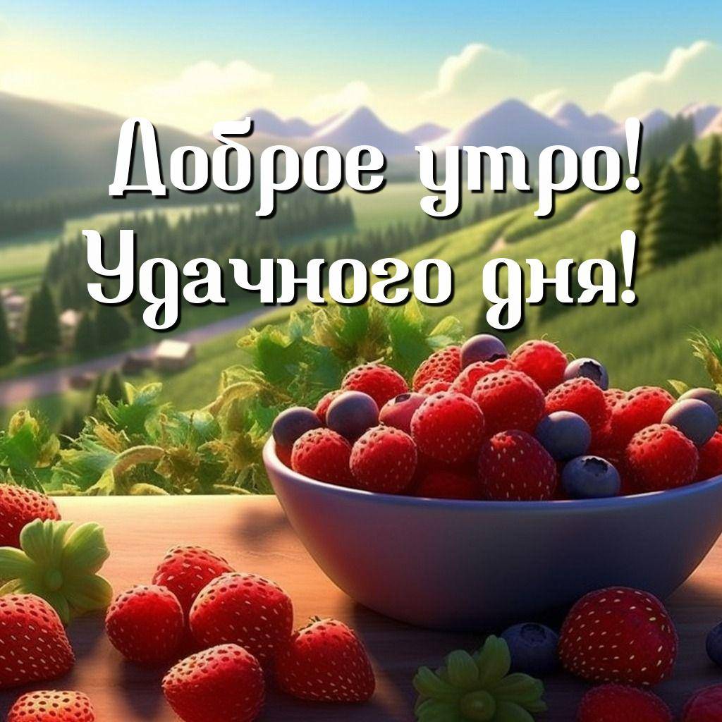 Яркий натюрморт с ягодами и пейзажем