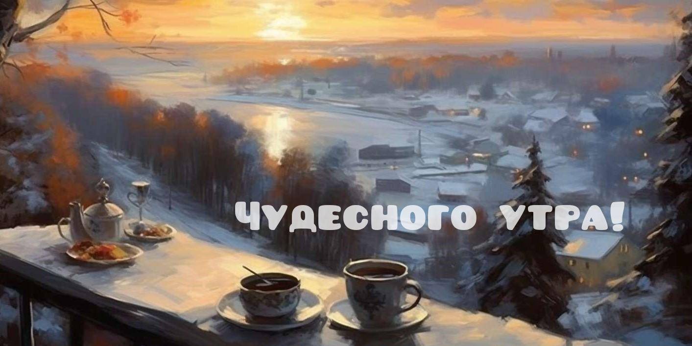 Заснеженные деревья и дома, покрытые инеем