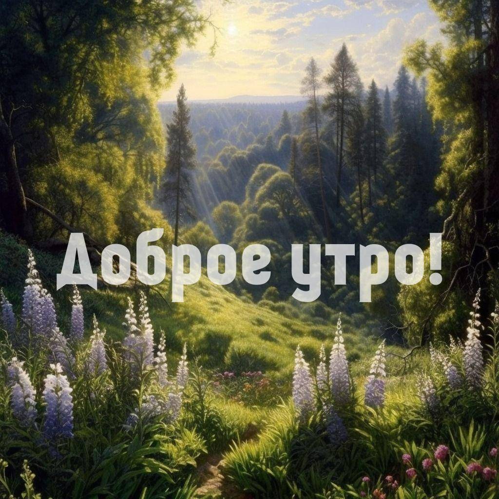 Зелёная долина с цветами и деревьями