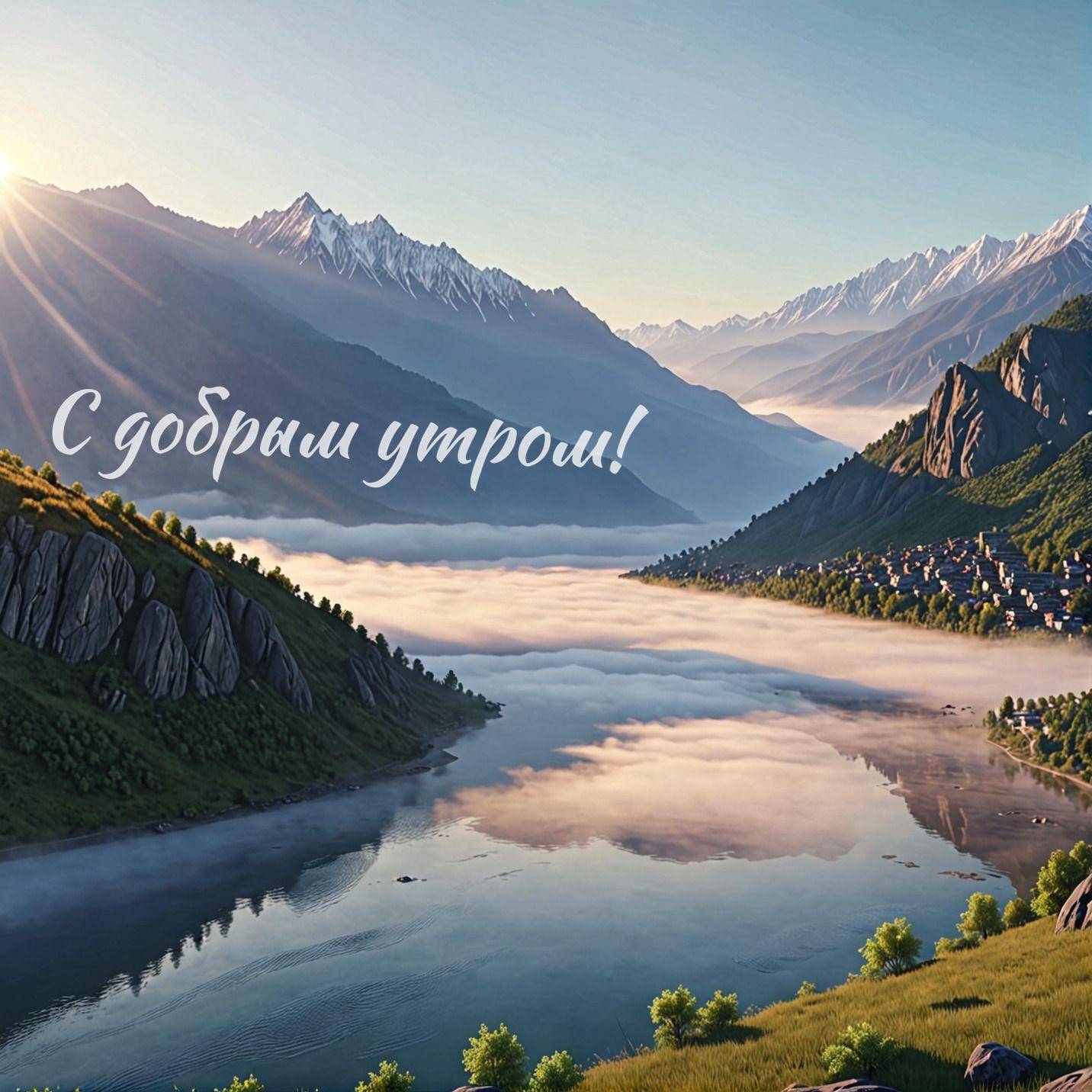 Живописная горная ландшафт с рекой и горами