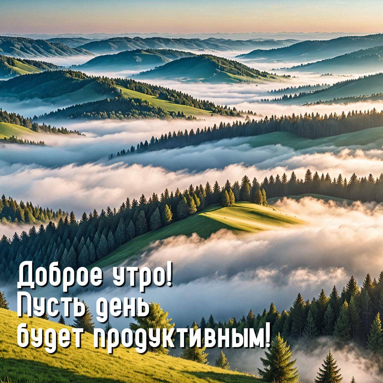 Живописная горная местность с лесами и холмами