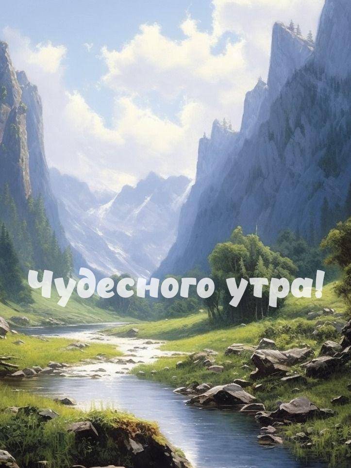 Живописная горная местность с рекой и лесами