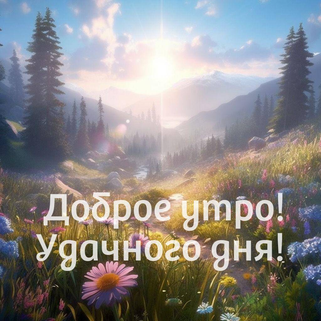 Живописная горная сцена с цветущей поляной