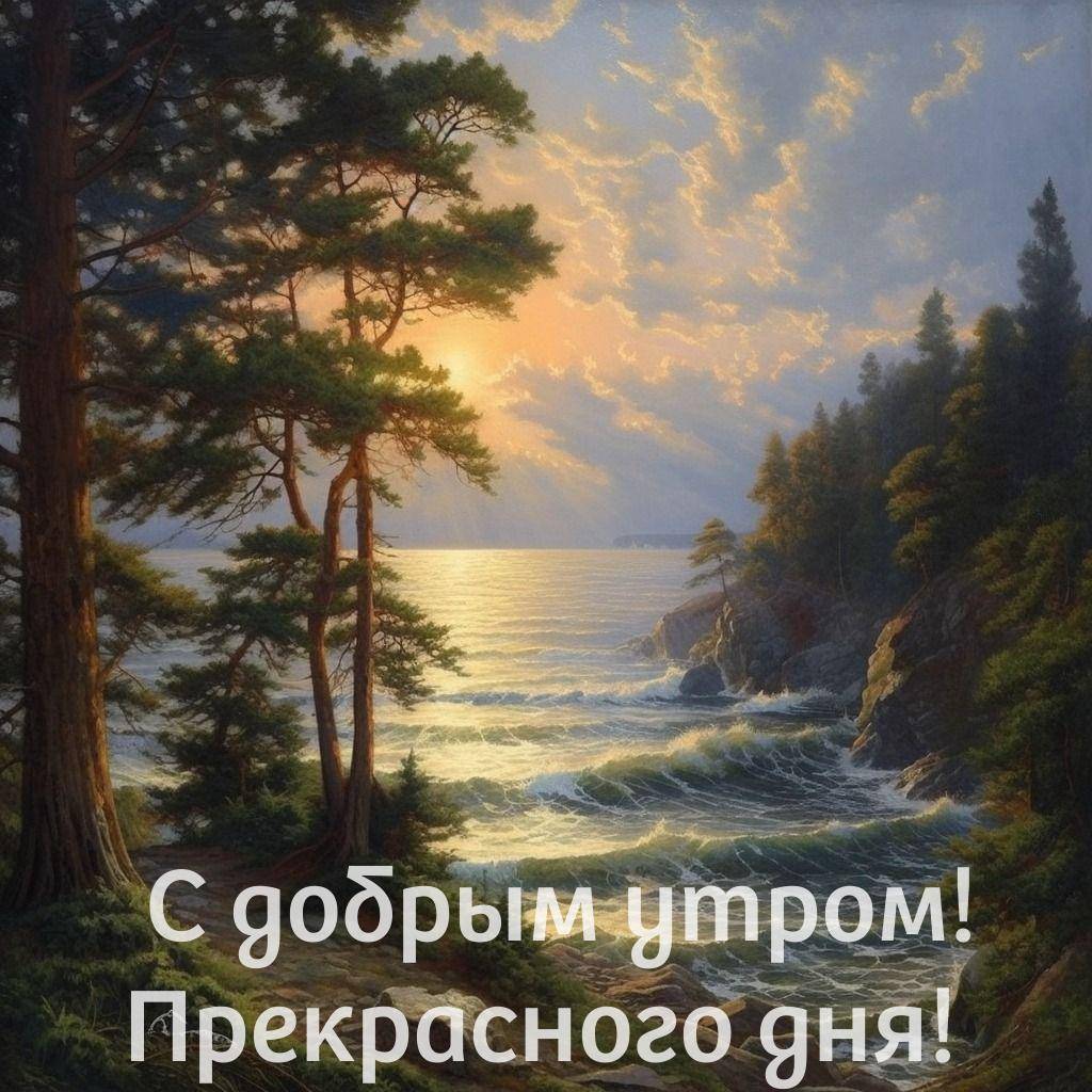 Живописная морская сцена с восходом солнца и волнами